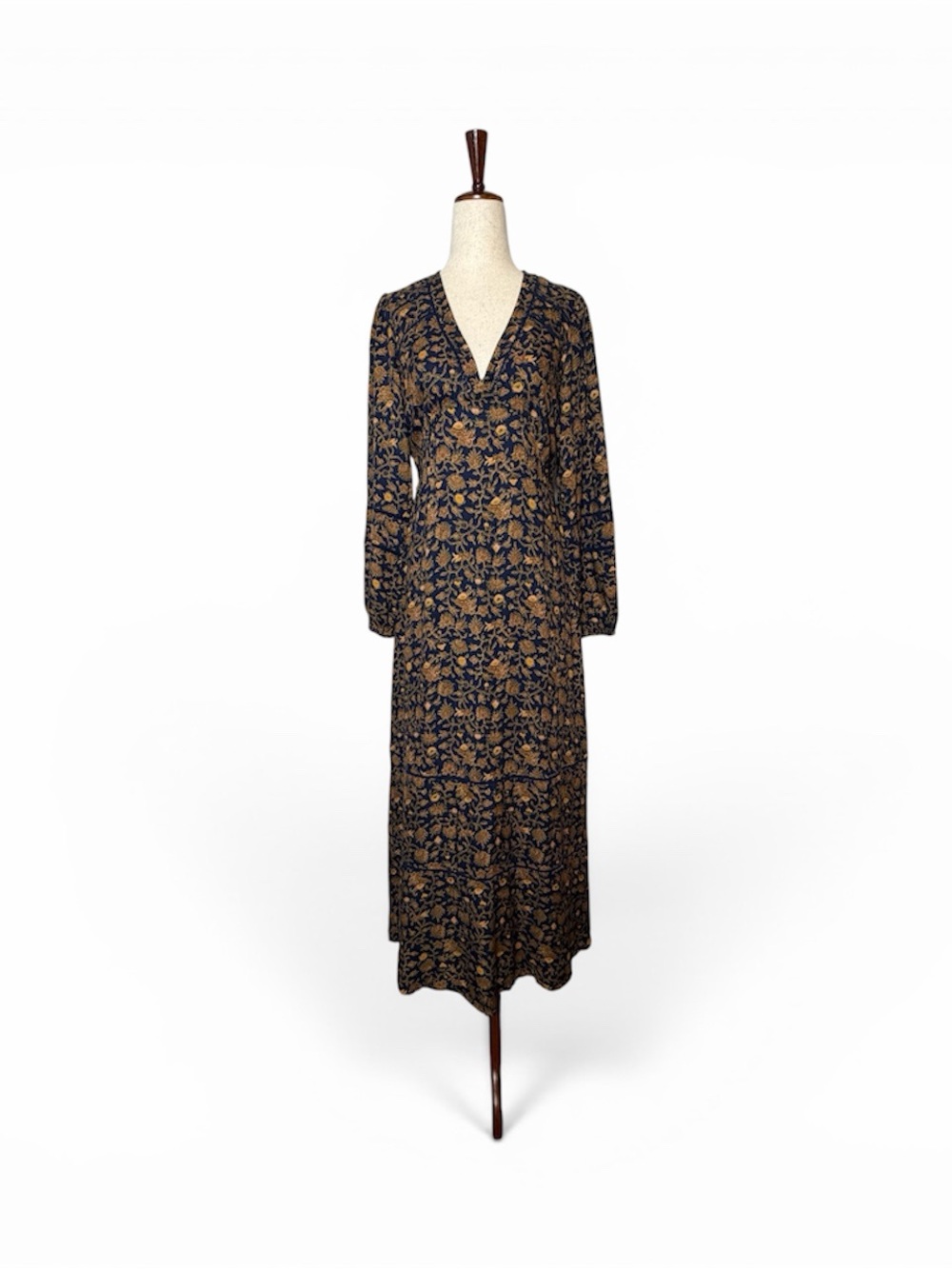 Xirena Charly Goldenrod Floral Midi Dress NWT XS Boho Long Sleeve - Picture 2 of 16